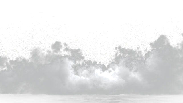 White flour dust explosion with soft cloud and abstract motion