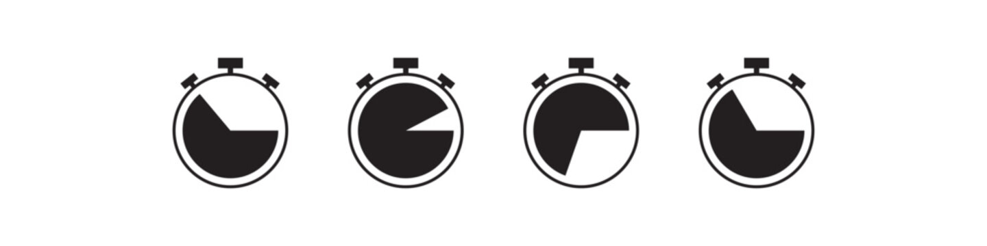 Stopwatch Timer Clock Outline Icon Set &ndash; Time Speed Chronometer Vector Collection, isolated on white background. eps10