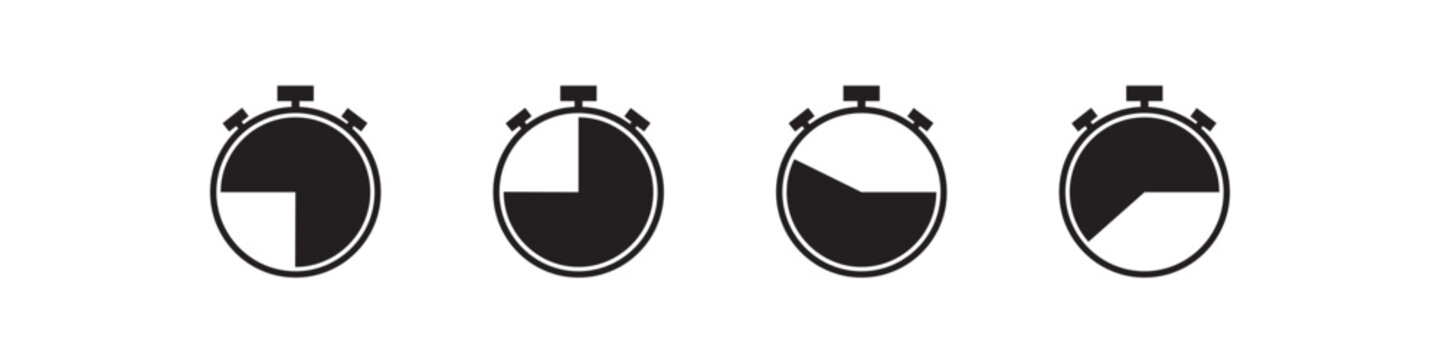Stopwatch Timer Clock Outline Icon Set &ndash; Time Speed Chronometer Vector Collection, isolated on white background. eps10
