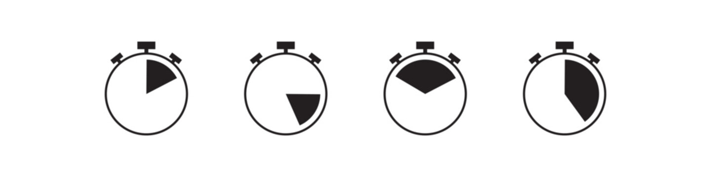 Stopwatch icon set. Countdown timer collection. Timer symbol. Perfect for web, mobile apps, UI, UX. vector illustration. eps10
