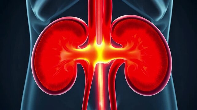 3D Medical Animation of Human Kidney Anatomy Showing Internal Filtration and Blood Flow Process