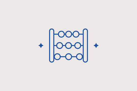 Traditional wooden counting abacus tool line icon for primary school. Delightful vector illustration for arithmetic class, mental math school, history museum.
