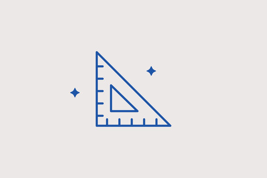 Triangular set square ruler with measurement lines line icon for engineering firm. Precise vector illustration for architecture studio, stationery shop, geometry class.