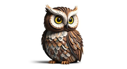 Fototapeta premium Detailed Layered Owl Illustration – Wisdom and Knowledge Stock Image