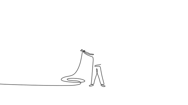 Man Holding Large Load Continuous Line Art Video For Stress Management