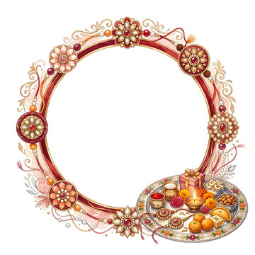 Happy raksha bandhan decorative frame design and ad sale promo concept on background.