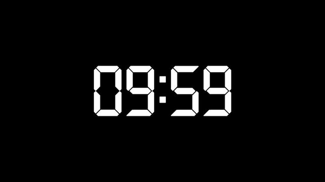 15 Minutes Digital clock faces displaying various times against a stark black background in a clean cinematic style