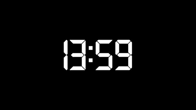19 Minutes Digital clock faces displaying various times in a clean dark environment for concept of time passing