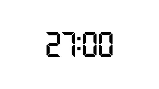 32 Minutes Digital Time Codes Displayed on Black and White Background with Cinematic Motion