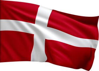 Denmark Flag PNG with Transparent Background, Waving National Flag of Denmark, Denmark Country Symbol for Travel, Geography, Culture and International Design © bnrcreativelab