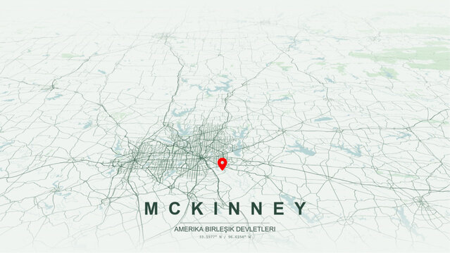 Modern minimalist vector map of McKinney, Texas. High-quality scalable illustration of McKinney city grid for posters design.