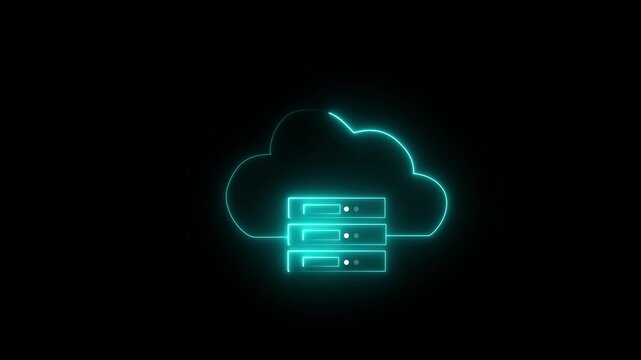 Animated Cloud Computing Icon on Transparent Background, Cloud Technology for Data Management, Online Database Storage, Networking and Internet Services...