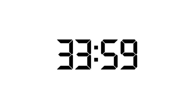 39 Minutes Digital Clock Time Counters with Reversed Numbers in Cinematic Motion