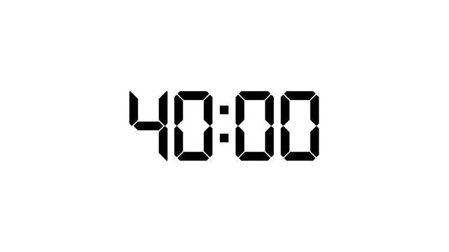 45 Minutes Digital countdown timers arranged in rows on black and white background with cinematic motion