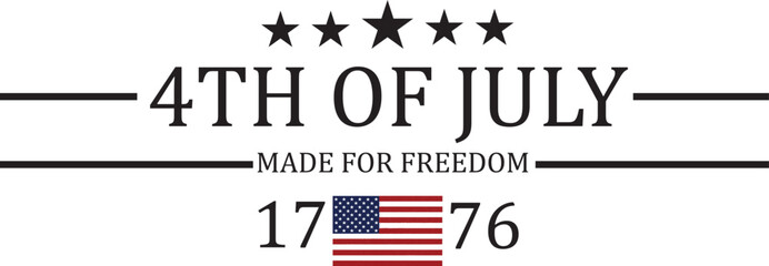 Happy 4th of July typography design with vertical American flag brush stroke on both sides, vector illustration. © JannatulMawa