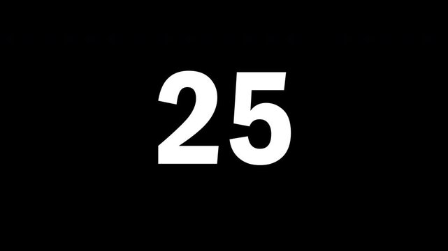 30 second Countdown simple timer animation, digital number, counter timer digital, transparent background or alpha channel 4k video