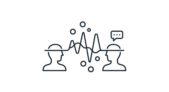 Illustration of communication between two people with sound waves.