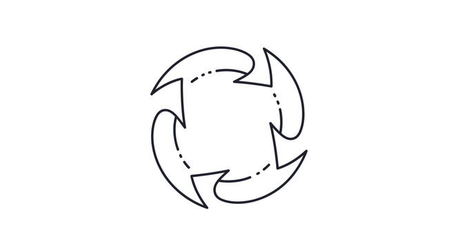 Circular arrows forming a continuous loop icon on white background.