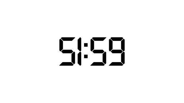 57 Minutes Digital Clock Timers Counting Down in Minimalist Black and White Stripes with Cinematic Motion