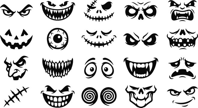 Halloween stencil faces set for diy crafts and decorations