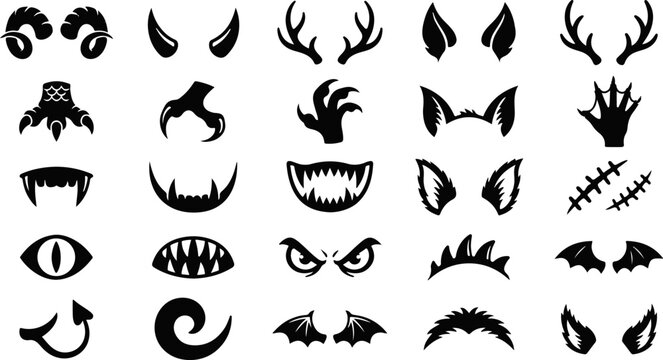 Halloween makeup face stickers monster eyes mouths and accessories