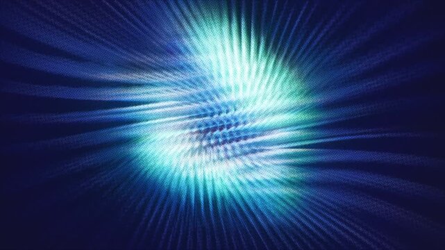 Hypnotic swirling vortex of blue and cyan digital grid lines creating a dynamic moire pattern on a dark background.