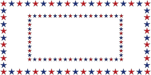 Obraz premium American patriotic stars horizontal frame . American patriotic border frame for cards and invitations . Vector illustration