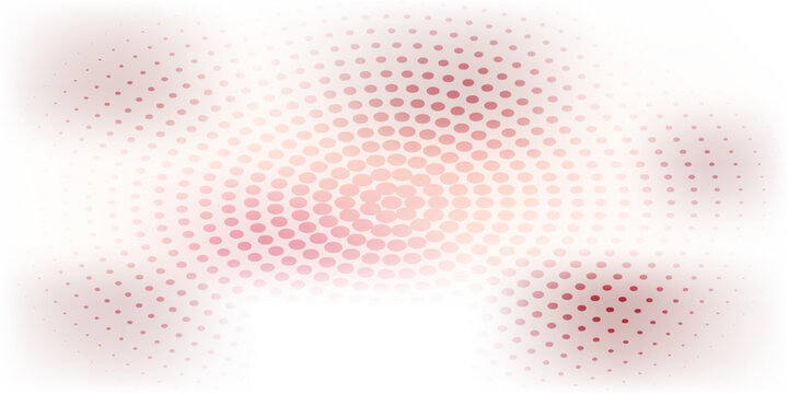 Red world map: abstract radial dotted pattern, geometric circles composition, vector illustration isolated