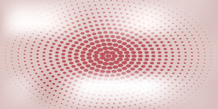 Red world map: abstract radial dotted pattern, geometric circles composition, vector illustration isolated