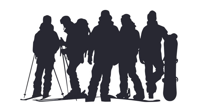 group of diverse hikers with backpacks and trekking poles exploring mountain trail in bright sunny day