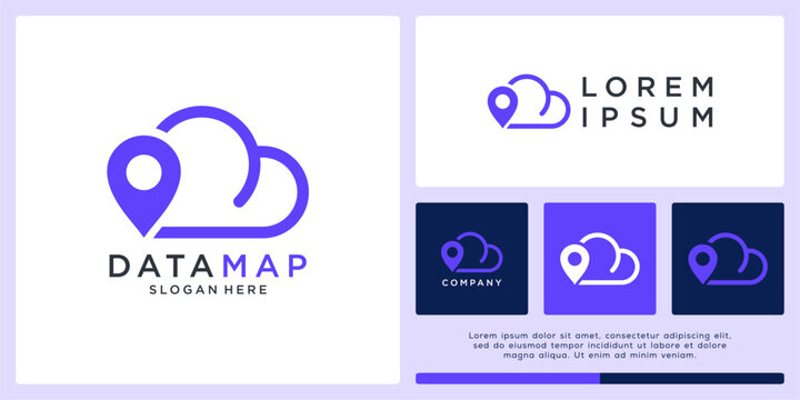 Data map logo design with cloud