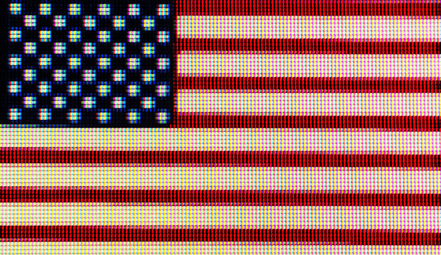 American flag pixels displaying digital patriotism on screen