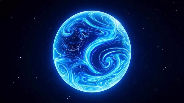 Blue glowing sphere with swirling patterns
