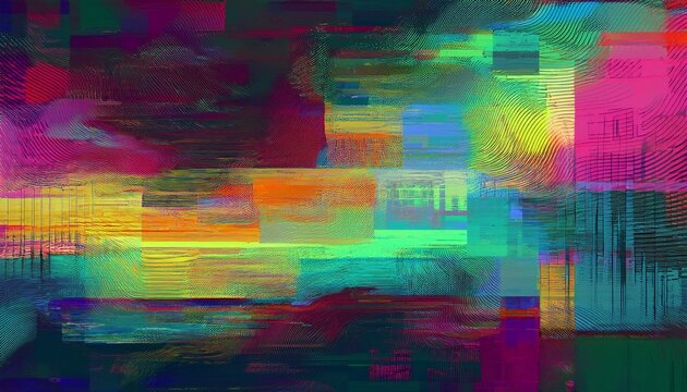 abstract broken tv signal with glitchy transitions scan lines