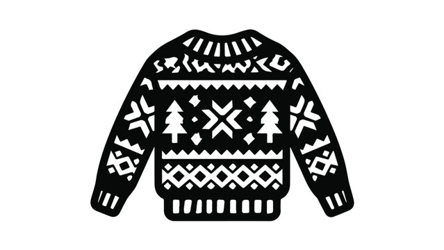 Bright colorful fair isle sweater with geometric patterns in blue red and white for winter fashion