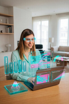 Revenue manager monitoring business performance indicators through augmented analytics workspace