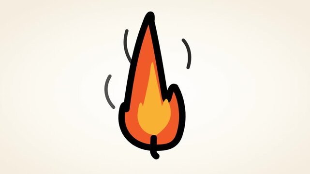Digital illustration of a fire flame icon with motion lines indicating movement or heat, suitable for digital design and animation projects.