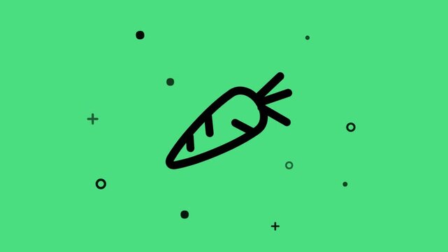Simple cartoon carrot drawing surrounded by stars on a vibrant green backdrop, suitable for children and educational content.