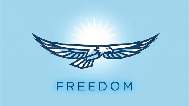Eagle Flying in Sky with Freedom Text Motion Graphic Motion Graphic Videos