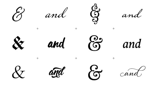 Ampersands and Stylized Typography Designs in Various Elegant Fonts Featuring Ampersand, Design, Font with Letter and Calligraphy