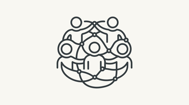 A line drawing of people joining hands in a circle.