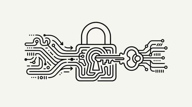 Digital security circuit board lock concept.