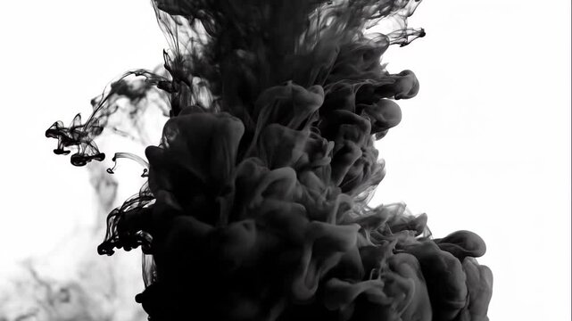 Black Ink Dissolving in Water on White Background