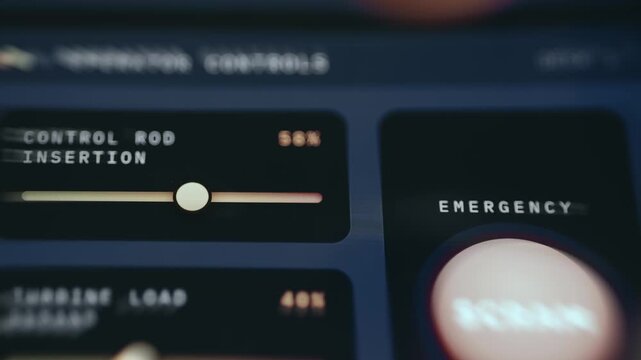 Control Rod Insertion slider and Emergency SCRAM button being activated