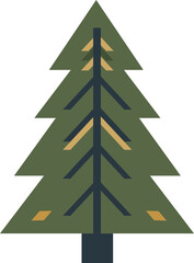 Fototapeta premium Minimalist geometric pine tree. Scandinavian folk art style flat evergreen forest element isolated on white background.