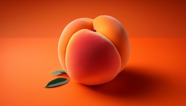 lowpoly peach isolated on vibrant orange background simple yet striking elegance minimalist