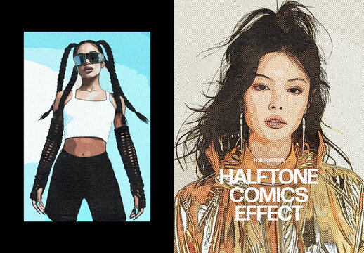 Vertical Halftone Comics Effect For Poster And Print Design