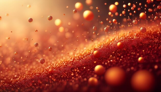 crimson dust motes suspended in an amber gradient macro detail diffused light intricate patterns
