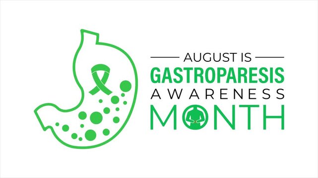 Gastroparesis Awareness Month with colorful healthcare symbols. Flat medical icon animation. Medical for banner, poster animation video. Stomach animation.