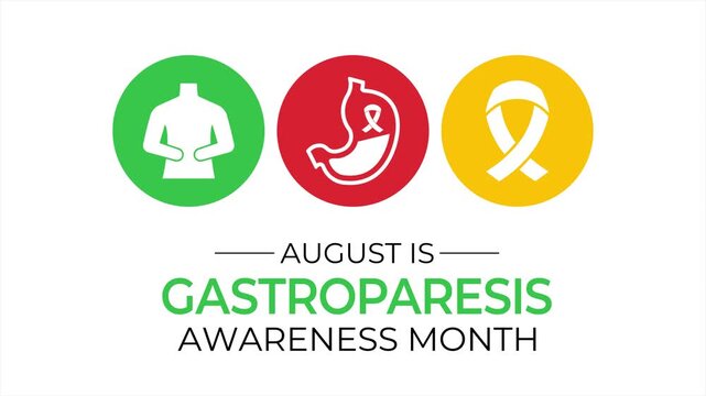Gastroparesis Awareness Month with colorful healthcare symbols. Flat medical icon animation. Medical for banner, poster animation video.